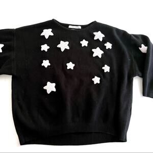 Zara girls black sweater with white puffy stars size 10